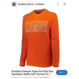 Pressbox Clemson Tigers Surf Southdown Waffle-Knit thermal Tri-blend womens‎ ls